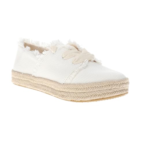 TOMS Womens Carolina Lace Up Espadrille Sneakers Shoes - White for Summer Casual Wear - Breathable Lining, Comfortable F